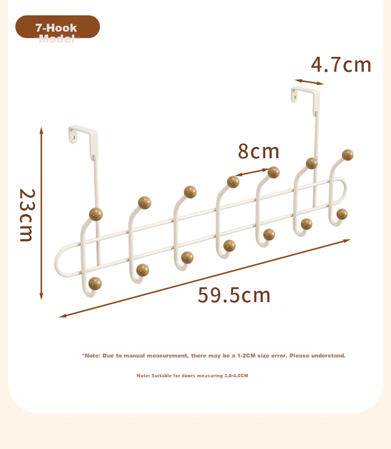 Baicaoyuan Double-Layer Over-the-Door Hook Rack No-Drill Bedroom Door Storage Hanger Bathroom Door Back Hook 13