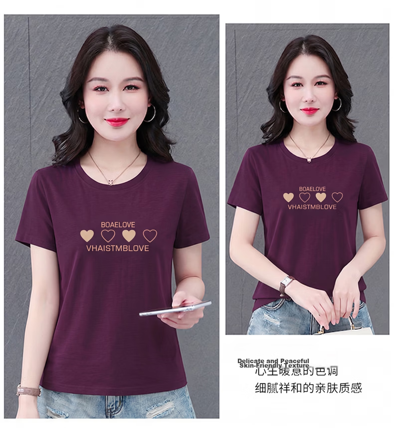 AEMAPE Good Cotton Short Sleeve T-Shirt Women Summer 2026 New Middle-aged Mom Mother's Day Casual Stylish Loose Fit Top 18