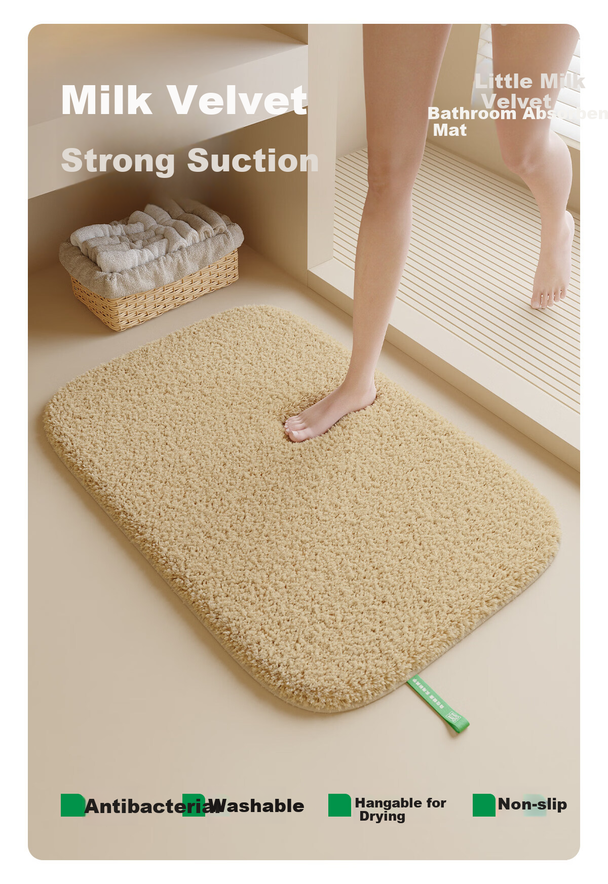 COMICOMI Xiaonaifu Flocked Bathroom Non-Slip Floor Mat Water-Absorbent Toilet Rug Antibacterial Anti-Slip 50*80cm 1