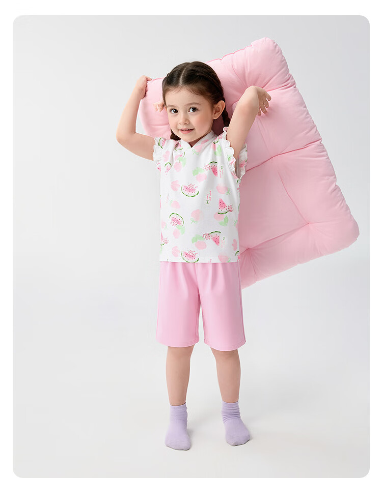 Balabala Baby Pajama Set Spring Summer Lightweight Children's Air Conditioning Clothes Girls' Homewear Toddler Traditional Chinese Style Print 20