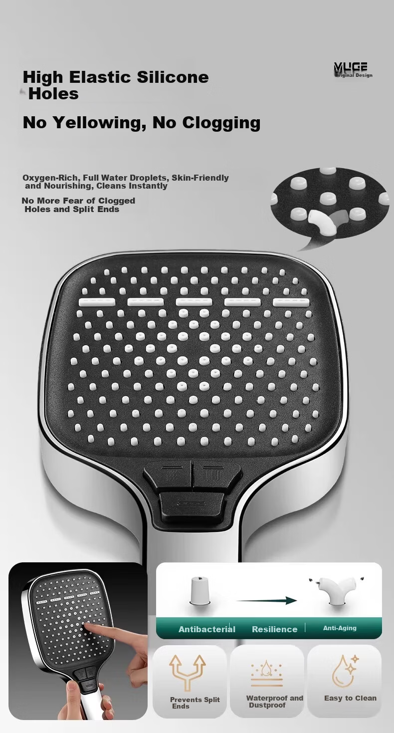 MUGE High Pressure Shower Head Powerful Water Flow Universal Single Head Handheld Bathroom Shower Sprayer 7