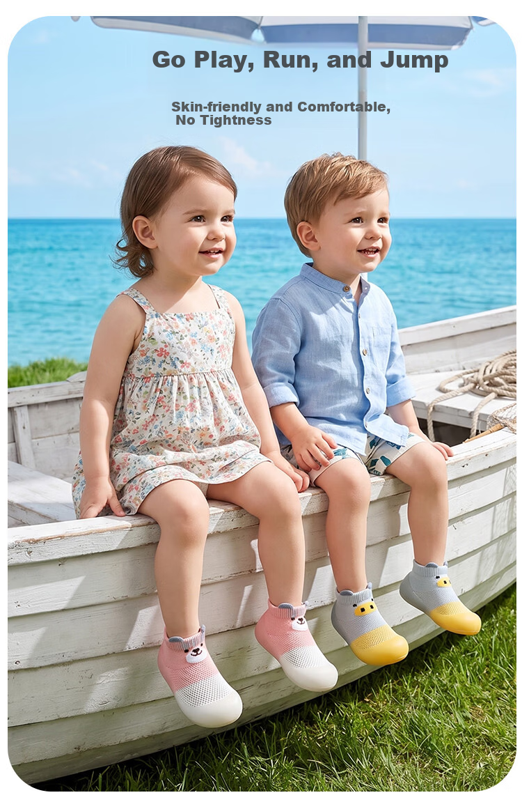 9i9 Baby Toddler Walking Shoes Floor Socks Children's Socks Summer Indoor Outdoor Soft Sole Early Education Shoes B139 Yellow Size 26/27 4