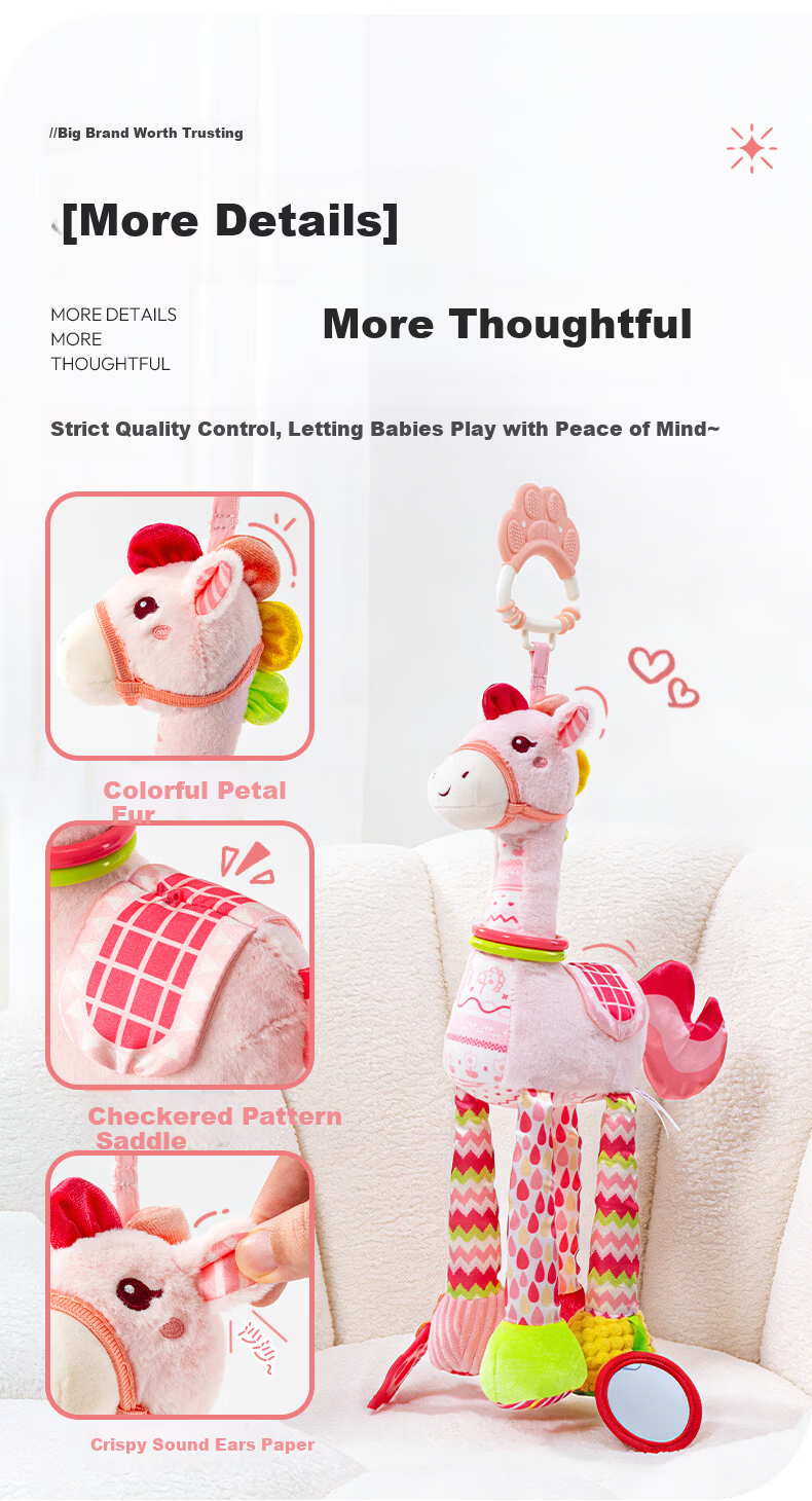 Jollybaby Baby Stroller Toy Pendant Newborn Crib Rattle Car Toy Baby Crib Bell Pony Soothing Pendant 10