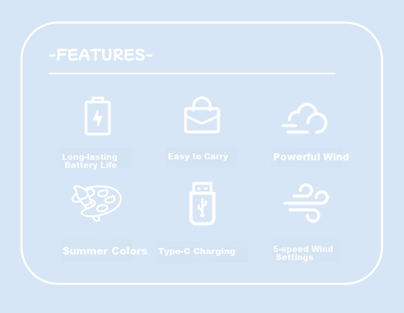 Siyi Cai Small Fan Desktop Bed Handheld USB Rechargeable Quiet Portable Mini Table Fan with Digital Display Dormitory Sky Blue 2
