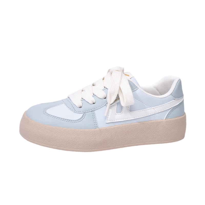 Huili Women's Shoes, 2026 New Thick-Soled Sneakers for Women, Lightweight Versatile White Casual Sports Shoes, Blue/beige, Size 35
