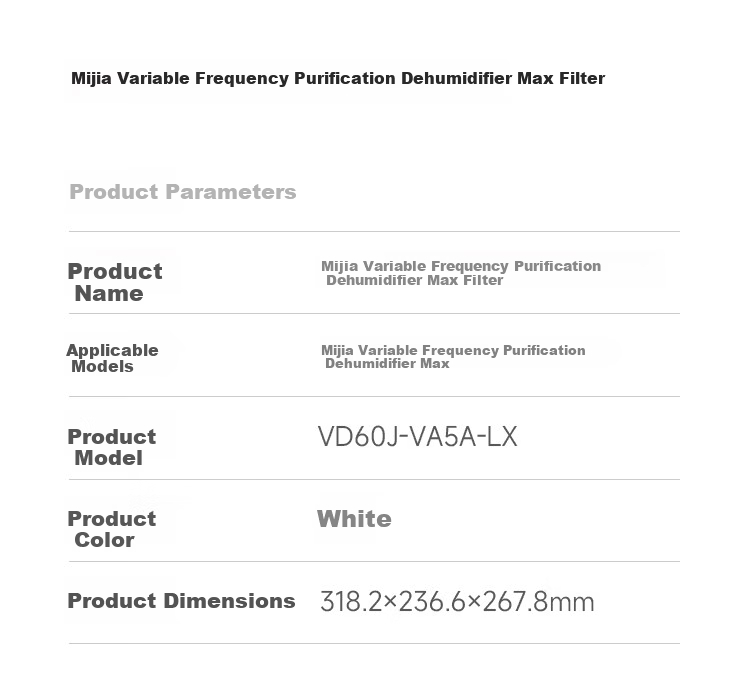 Mijia Xiaomi Variable Frequency Purification Dehumidifier Max Filter Cartridge 5