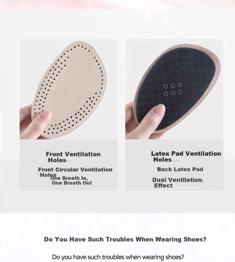 Huabaochi Cowhide Forefoot Insole Half Pad High Heel Leather Shoes Foot Pad Half Size Genuine Leather Half Insoles Women Shock Absorption Anti-Friction 8