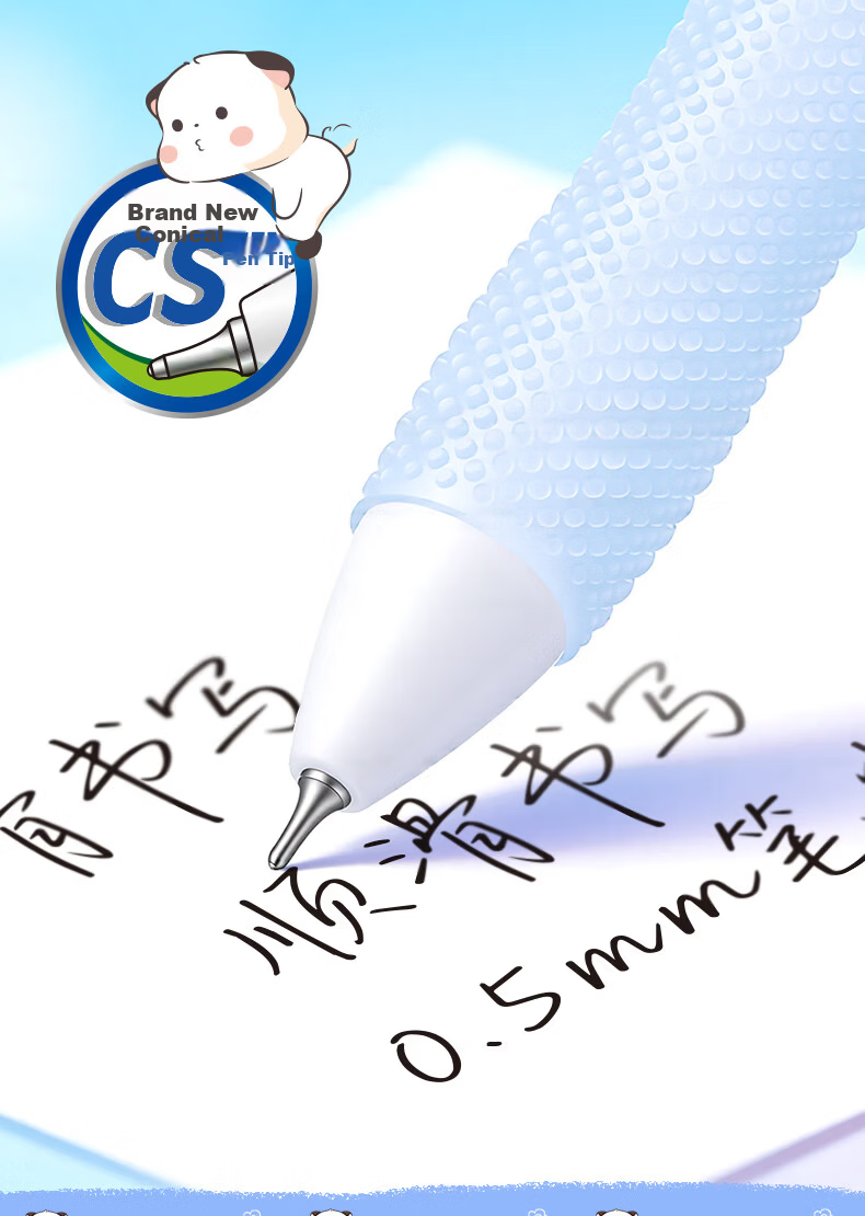 AIHAO Back-to-School Essential Triple Collaboration 0.5mm Retractable Erasable Pen for Elementary Students Practice Writing Smooth Erasable Gel Pen Crystal Blue 5-Pack GP2743 5