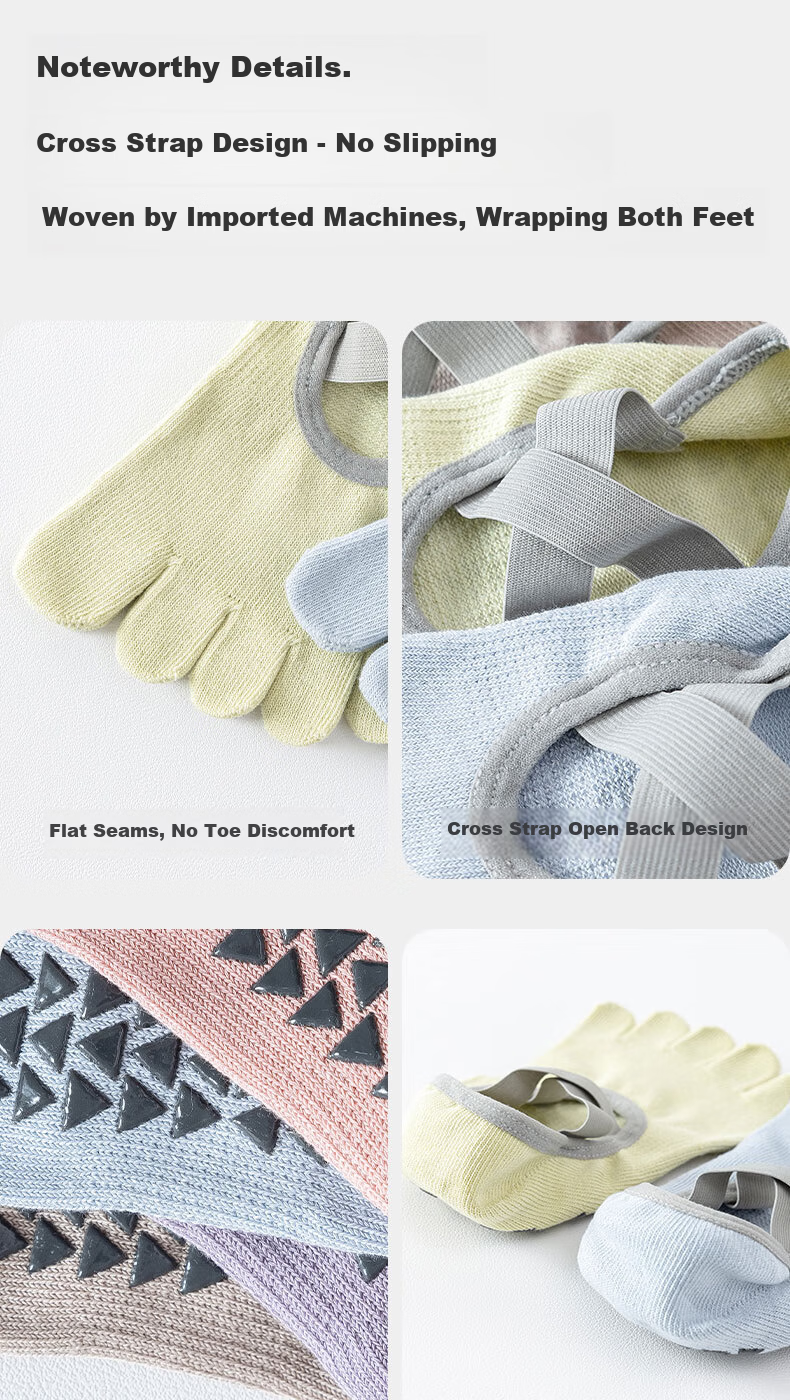 Free Style Five-Toe Yoga Socks for Women Summer Thin Professional Non-Slip Toe Separation Indoor Sports Pilates Dance No-Show Socks 9
