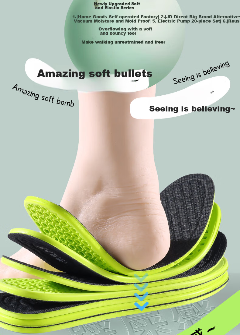 3AnGnI Men's Sports Insoles Sweat-Absorbing Odor-Resistant Breathable Antibacterial Soft Cushioned Insoles for Long Standing Comfort 4