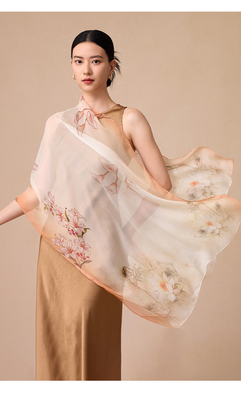 Hengyuanxiang 100% Mulberry Silk Scarf Women's Silk Summer Lightweight Office Shawl Wrap Mom Birthday Gift 11