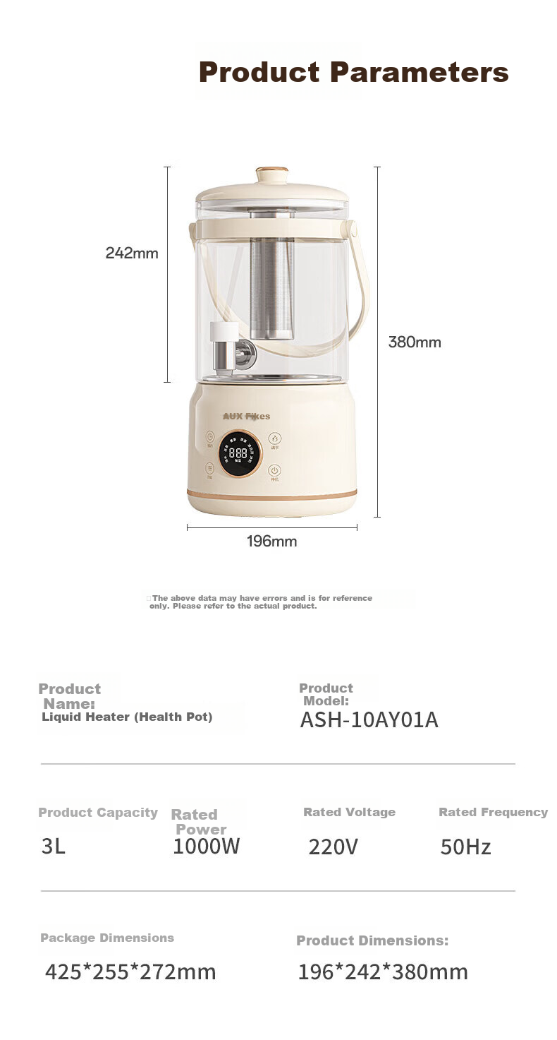 AUX 3L Health Pot Large Capacity Faucet Kettle Flower Tea Bucket Constant Temperature Kettle Tea Cooker Insulated Integrated Water Boiler 304 Stainless Steel Heating Plate ASH-10AY01A 15
