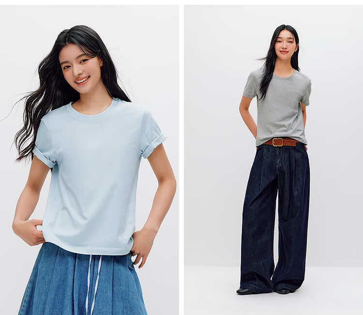 Semir Mall Style | Women's Summer Short Sleeve T-Shirt Solid Color Crew Neck Regular Shoulder Top 2026 Versatile Shirt 101926100001 13