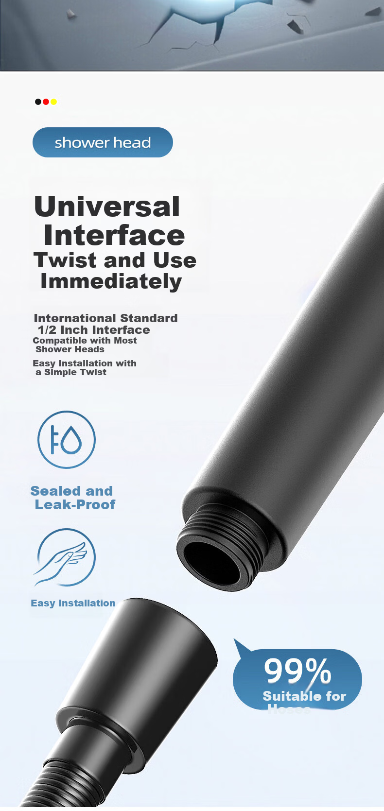 JROR [Germany] High-Pressure Single Spray Shower Head Bathroom Super Strong Water Flow Thermostatic Filtered Shower Head 13