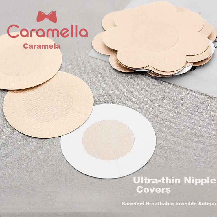 Caramella Disposable Silk Satin Ultra-Thin Invisible Breathable Adhesive Nipple Covers for Women Summer Strapless Bra Pads