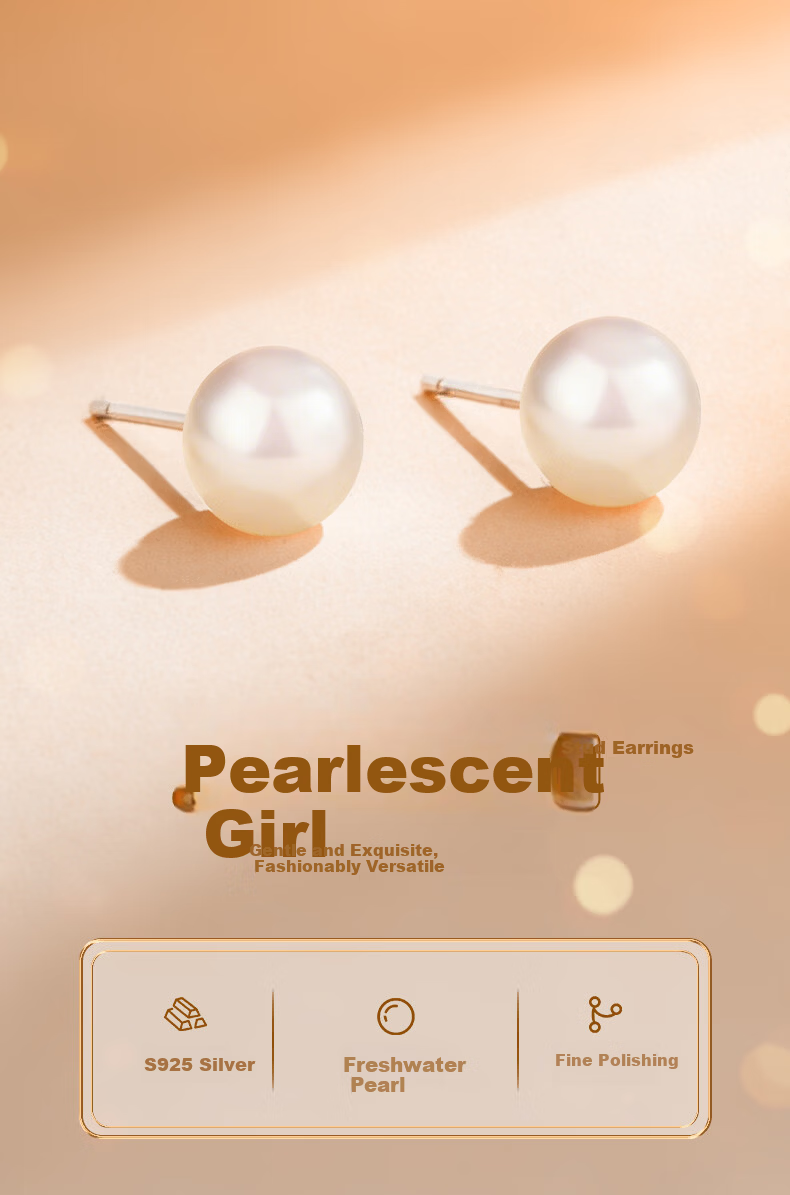 Lao Miao Freshwater Pearl Sterling Silver Stud Earrings for Women Simple Heartfelt Practical Birthday Gift for Girlfriend Wife 3