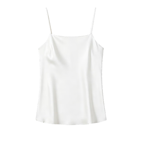 Herbal Original Color Camisole for Women [Camellia Moisturizing] Summer Versatile Ice Silk Satin Off-Shoulder Top for Suit Inner Wear