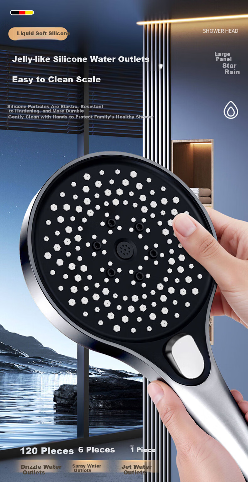 WUZORY [Germany] High-Pressure Shower Head Set Multifunctional Handheld Bathroom Shower Sprayer 5