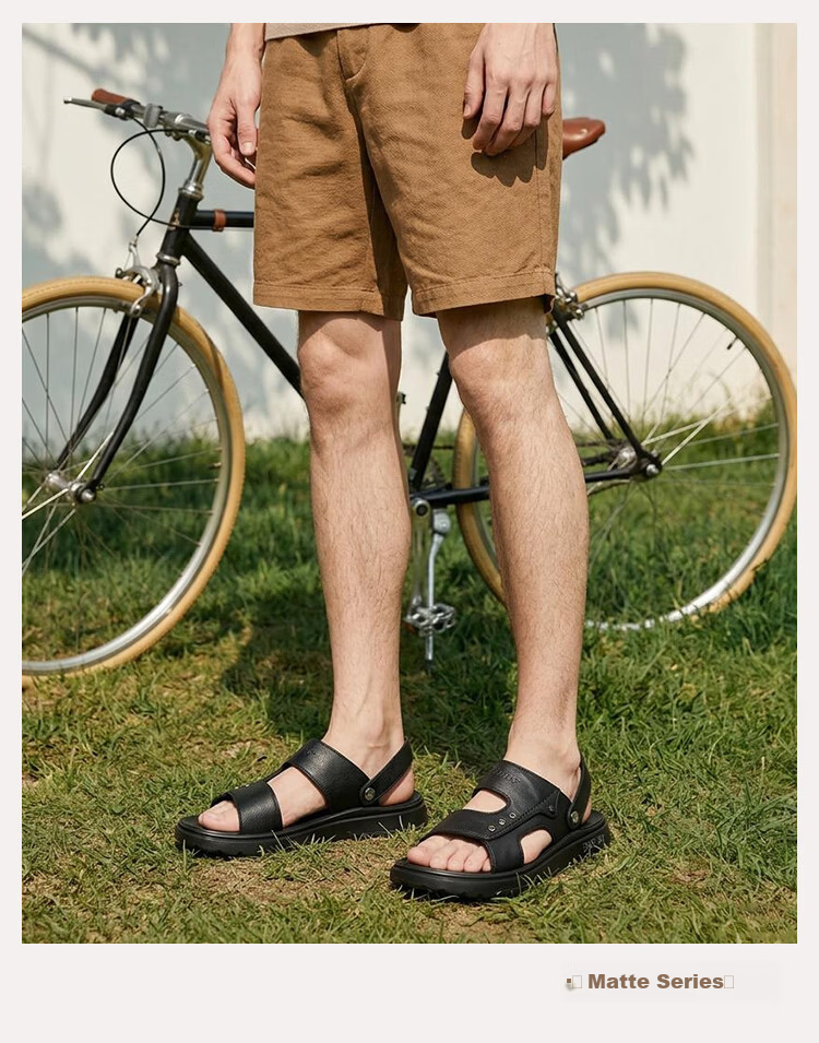 Jingzhenlianggong New Casual Soft Sole Men's Breathable Anti-Slip Sandals Slippers Dark Brown Leather Texture Style Size 40 9