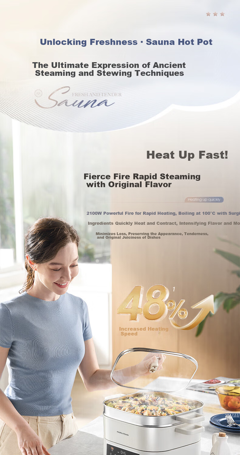 Morphyrichards MR8901 Electric Hot Pot 3-Min Rapid Boil Sauna Hot Pot 2100W 220V 6L Blue Unit 4