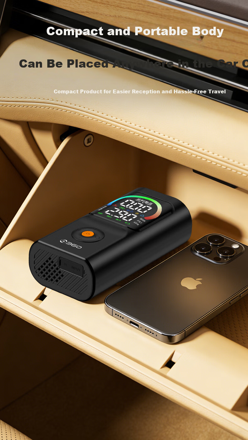360 Car Inflator HQ30 Color Screen Wireless Portable Electric Air Pump for Car and Bicycle Tire Pressure Measurement 10