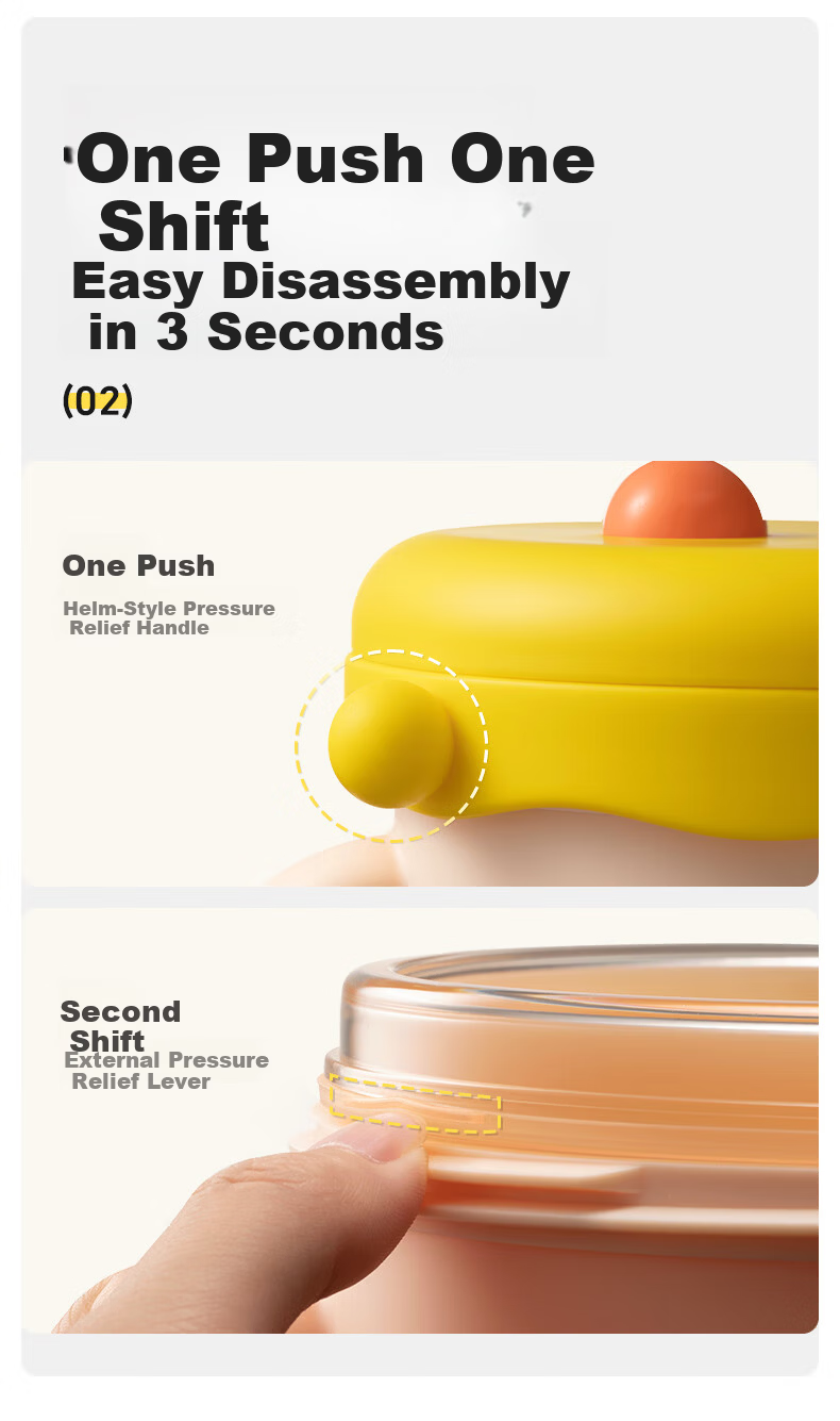 Huang Chong Big-Eyed Cute Baby Feeding Bowl Children's Water-Filled Insulated Suction Bowl PPSU Double-Layer Insulated Lunch Box Yellow 16
