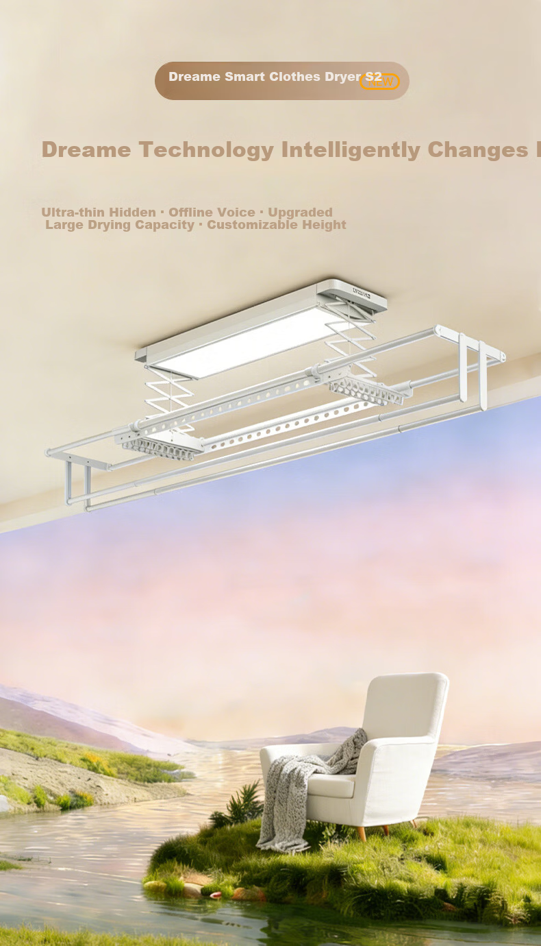 Dreame Electric Clothes Drying Rack Balcony Invisible Smart Clothes Rod Embedded Automatic Lifting Telescopic Drying Rack S2 3