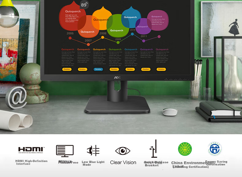 AOC Monitor 21.5 Inch VA Wide Viewing Angle 1080P Full HD HDR Mode Computer Display 22B3HM 2