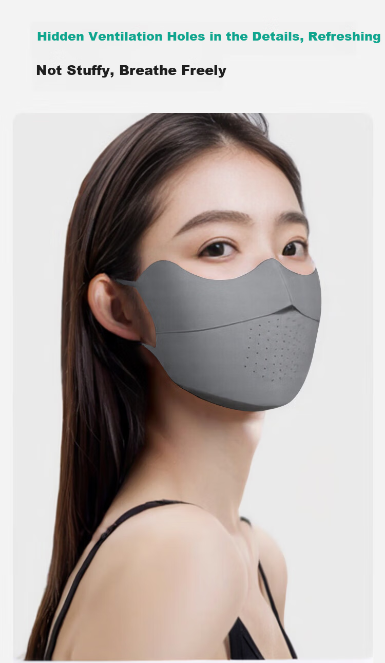 Chuyisheng Sunscreen Mask for Women Full Face Sun Protection UV Protection Face Bikini Summer Lightweight Breathable Blue Smoke Gray 8