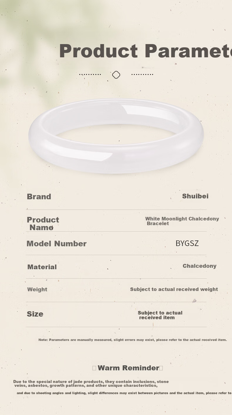 Shuibei White Moonlight Chalcedony Bangle for Women Simple Elegant Chalcedony Bracelet Birthday Gift for Wife Girlfriend 7