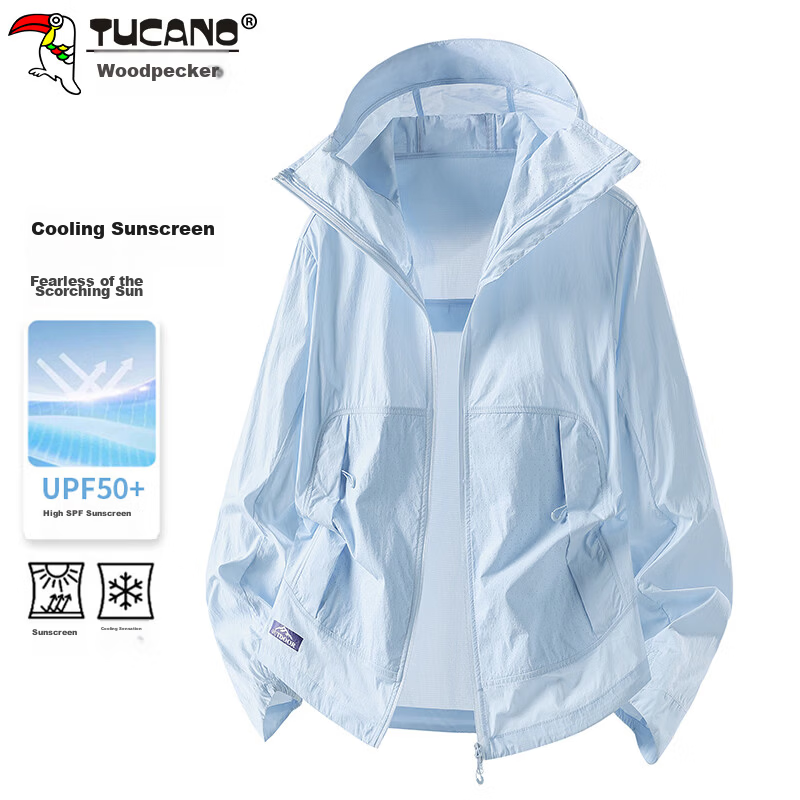 TUCANO Summer Lightweight Ice Silk UV Protection Jacket for Men and Women, Outdoor High-End Sun Protection Coat, Light White Tea, Size M