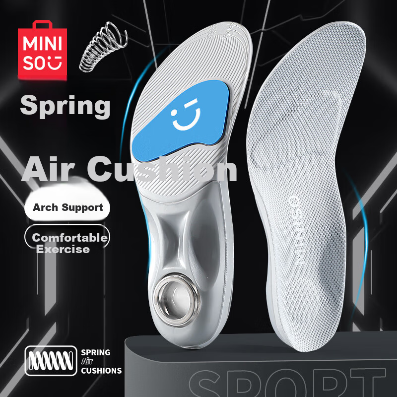 MINISO Spring Air Cushion Sports Insoles Shock Absorption Soft Breathable Arch Support for Long Standing Size 35-38