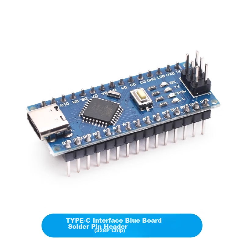 ZAVE Arduino Nano Uno Development Board Kit TYPE-C Interface Blue Board with Solder Pin Header (328P Chip) Upgraded ATmega328P Microcontroller Mainboard
