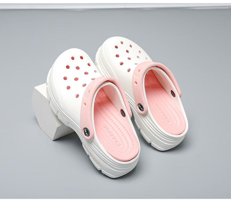 Warrior Women's Hollow Toe Slippers Outdoor Beach Sandals Four-Season Cool Slippers SDJ-0603 White Purple Size 37 6