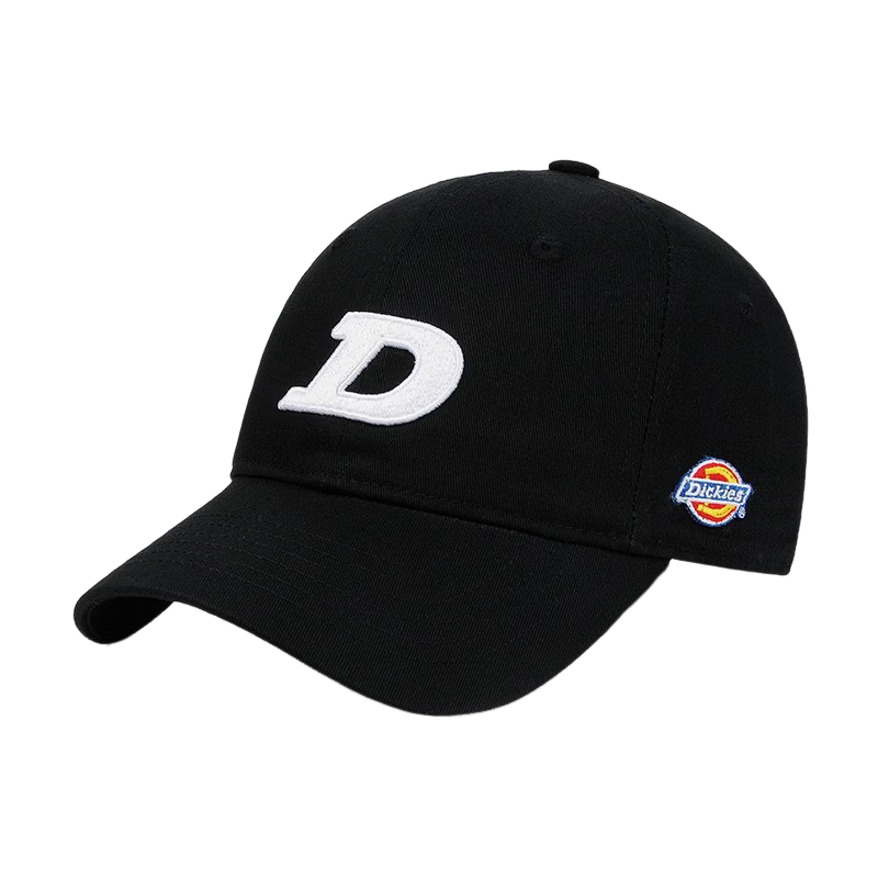 Dickies American Letter Embroidered Baseball Cap Unisex Slim Face Soft Top Sunshade Visor Hat Black
