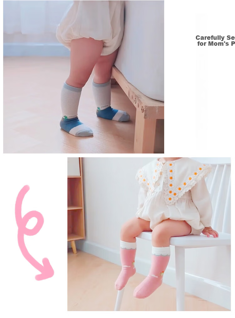 9i9 Baby Socks Summer Newborn Long Tube Socks Boys and Girls Cotton Socks Non-Tight F94 Cartoon Dinosaur 4 Pairs S0-1 Year 8