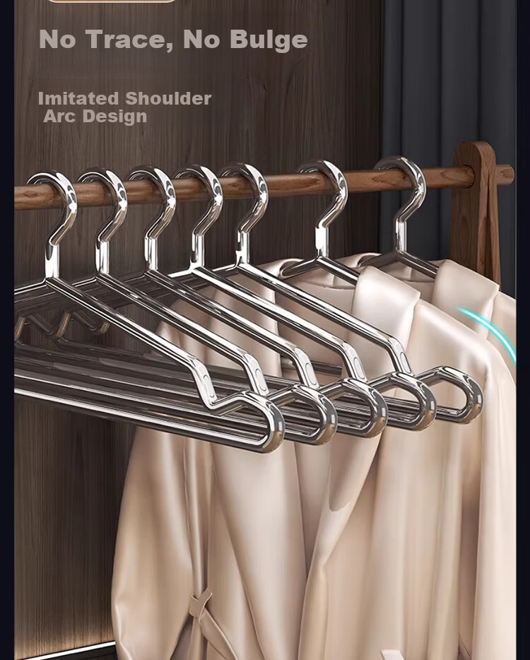 Gongxun Solid Stainless Steel Clothes Hangers Non-Slip No-Trace Household Thickened Large 10-Pack 2