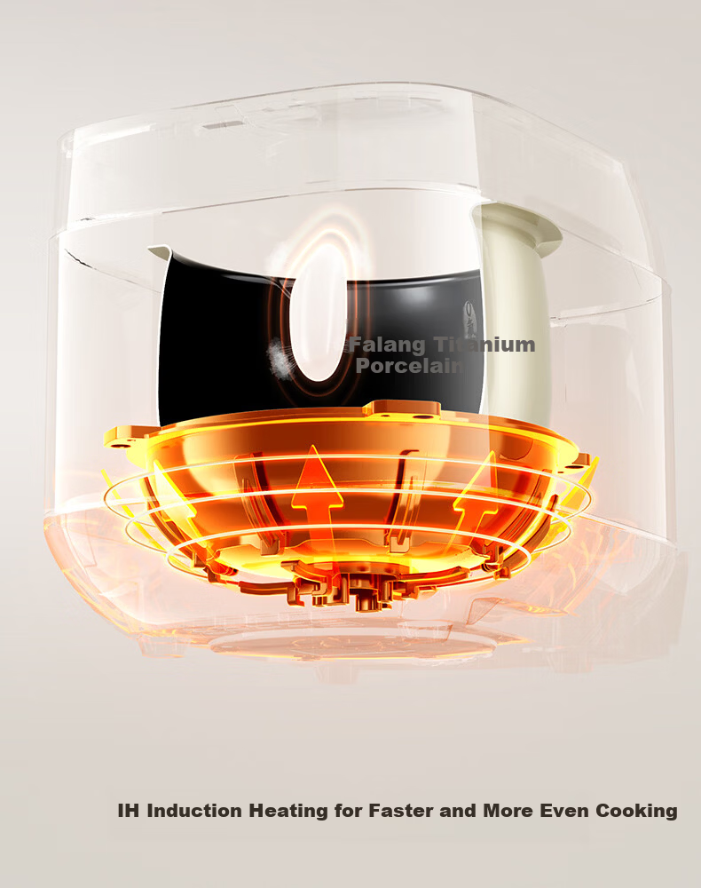 Joyoung 0 Fluoride Series Enamel Titanium IH Rice Cooker 4L 1200W Titanium Inner Pot 3-4 People Non-Teflon 6A Micro Pressure FF-PR1H02 (4L) 10