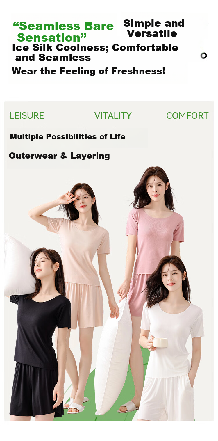 Miiow [Cool Modal] Women's Solid Color Slim Fit Soft Short Sleeve T-Shirt 2