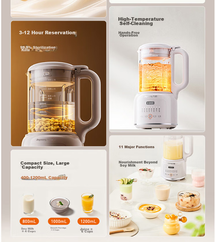 Joyoung 1.2L Home Soy Milk Maker High-Temperature Self-Cleaning Juicer Pasteurization Blender DJ12X-D137 3