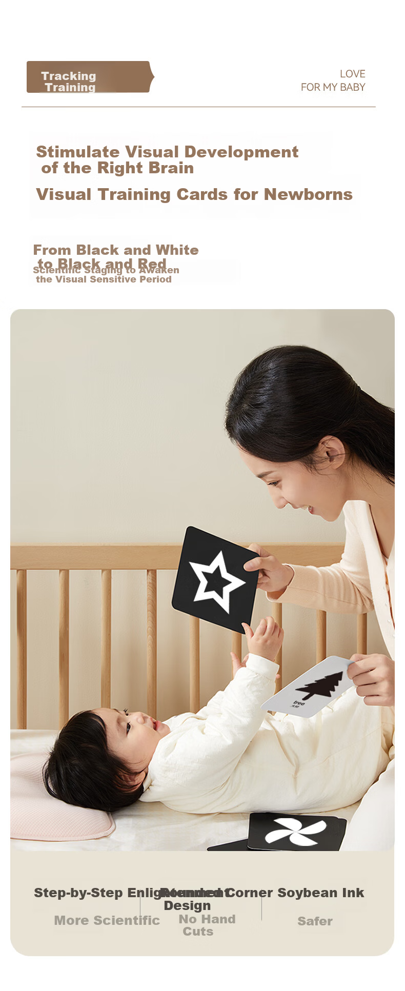 YEEHOO Baby Toy Soothing Sleep Plush Rattle Newborn Black and White Cognitive Cards Early Sensory Enlightenment Set 2