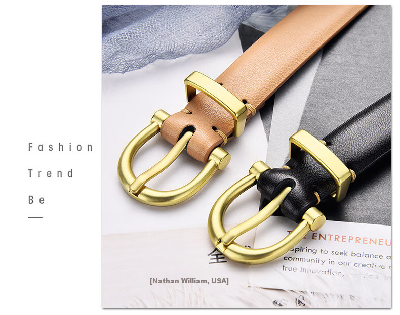 Half-Cigarette Women's Casual Leather Belt Versatile Genuine Pin Buckle Belt for Jeans and Leather Pants High-End Fashion Gift 7