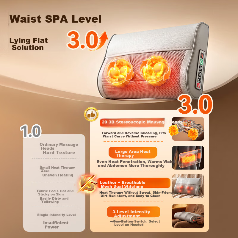 KONKA Waist Massager Shoulder Neck Back Lumbar Muscle Strain Female Cervical Lumbar Cushion Kneading Office Waist Support Practical Birthday Dragon Boat Festival Father's Day Gift for Men and Women Da