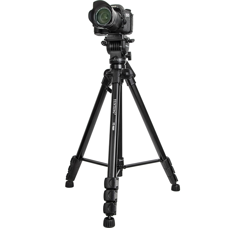 YUNTENG VT-9009 Professional 2-Meter Large Tripod with Hydraulic Head for Mirrorless, DSLR Cameras And Camcorders, Aluminum Alloy Tripod for Vlog Videos And Smartphones