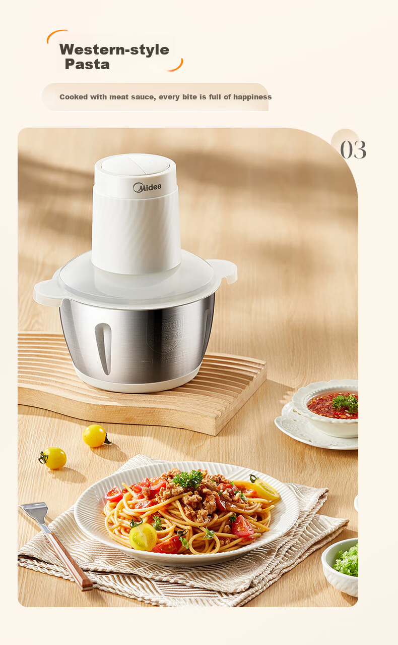 Midea 5L Meat Grinder Household Large Capacity Stainless Steel Cup 1000W High Power Electric Multifunctional Chopper Mixer Meat Mincer BL90R03 9