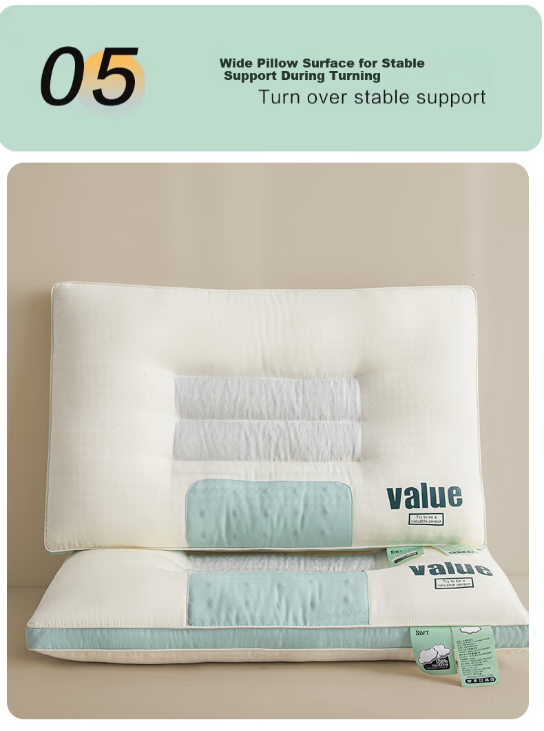 Red Bean and Cassia Jacquard Neck Support Pillow for Cervical Spondylosis Deep Sleep Pillow 48*74cm High Pillow 1 Piece 13