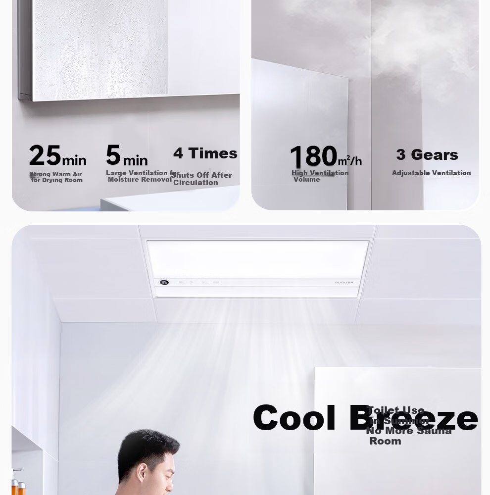 AUPU Smart Series AI Constant Temperature Scheduled Heating Bathroom Heater Fan Ventilation Lighting All-in-One S2 20