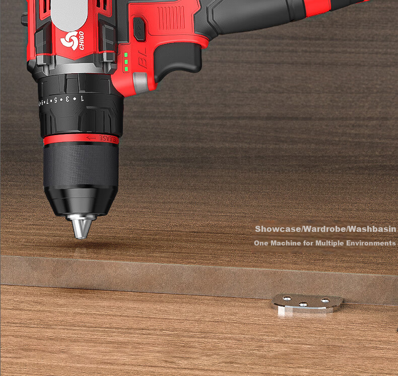 CHIGO 18V Brushless Hammer Drill Compact Cordless Electric Screwdriver Multi-Function Impact Drill 14
