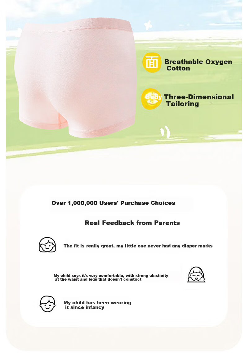Hodo Kids Girls' Underwear Mid to Large Size A-Class Antibacterial Crotch Boxer Briefs 6-Pack Cake Bear 150 8