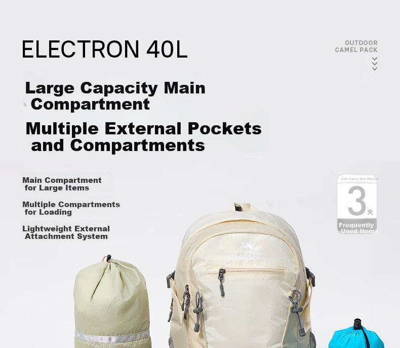 CAMEL Hiking Backpack, Outdoor Sports Rucksack, Lightweight Trekking And Climbing Bag, Cycling And Cross-Country Backpack 5